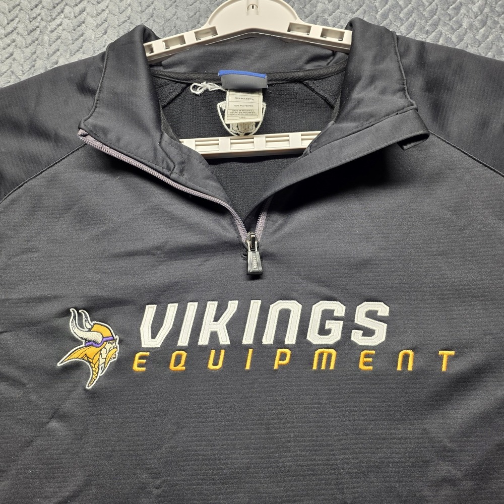 Reebok NFL On Field Minnesota Vikings Equipment‎ 1/4 Zip Pullover Men's L Black